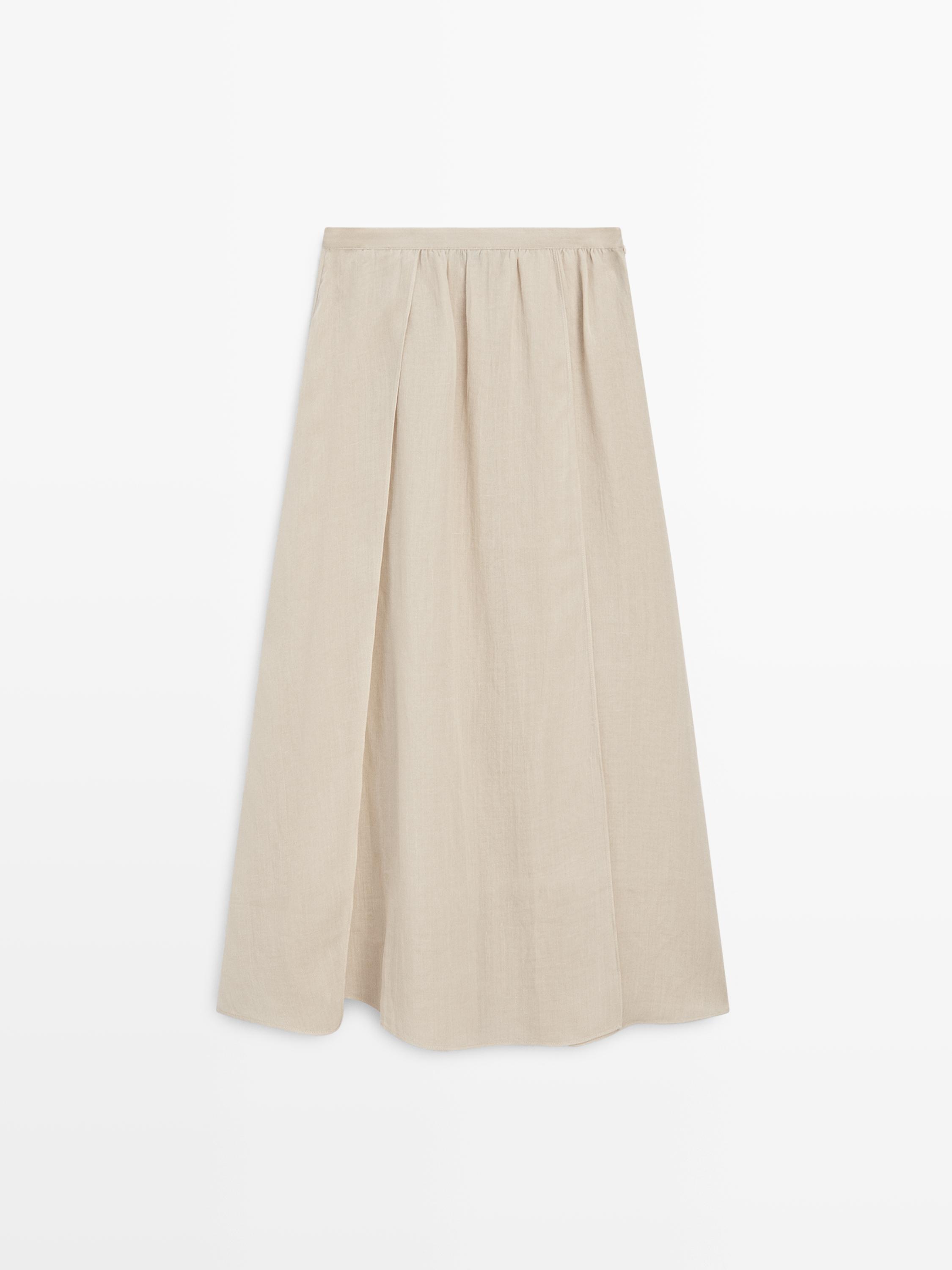 Flowing ramie blend midi skirt